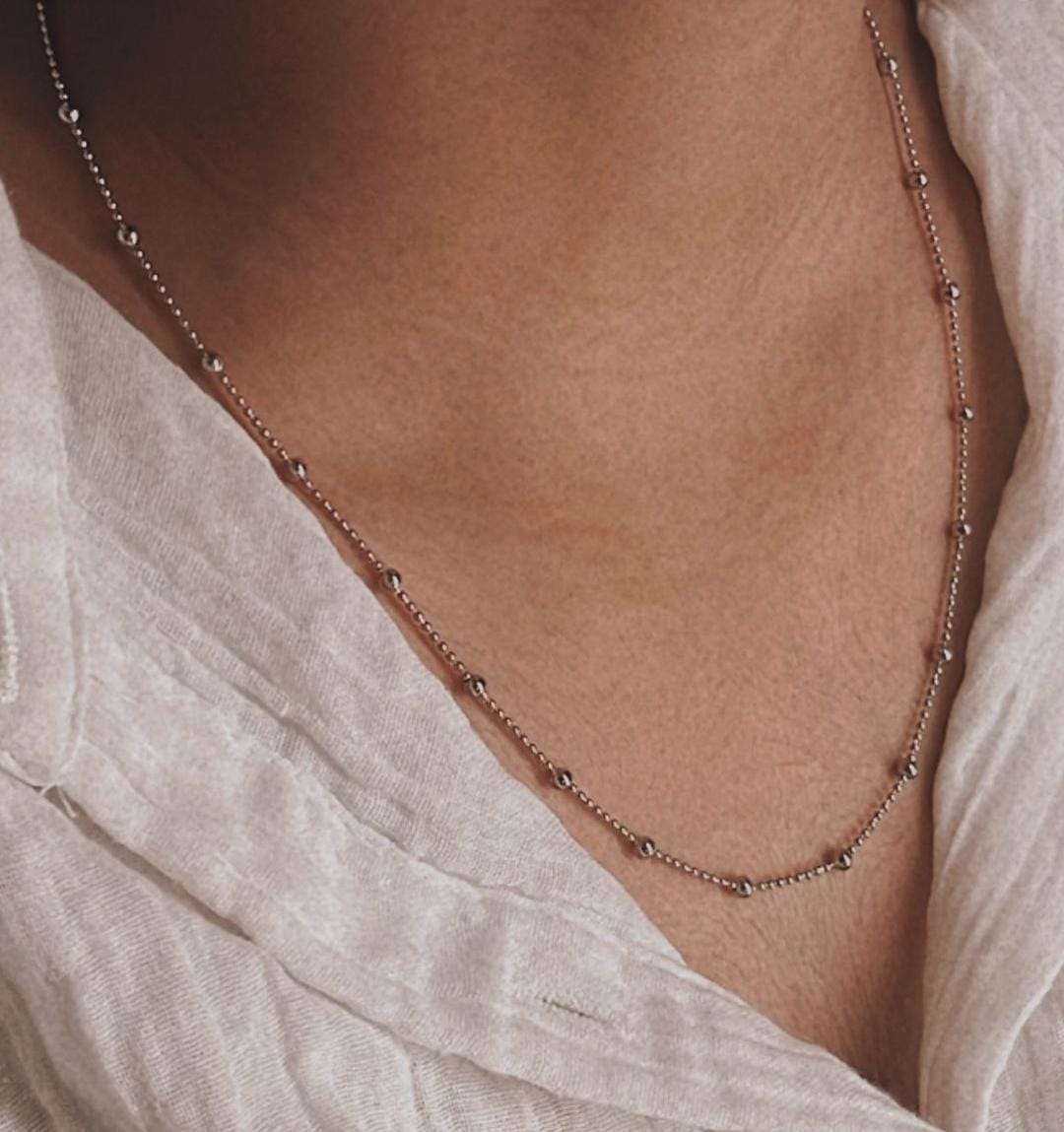 Sterling silver satellite chain with dot accents