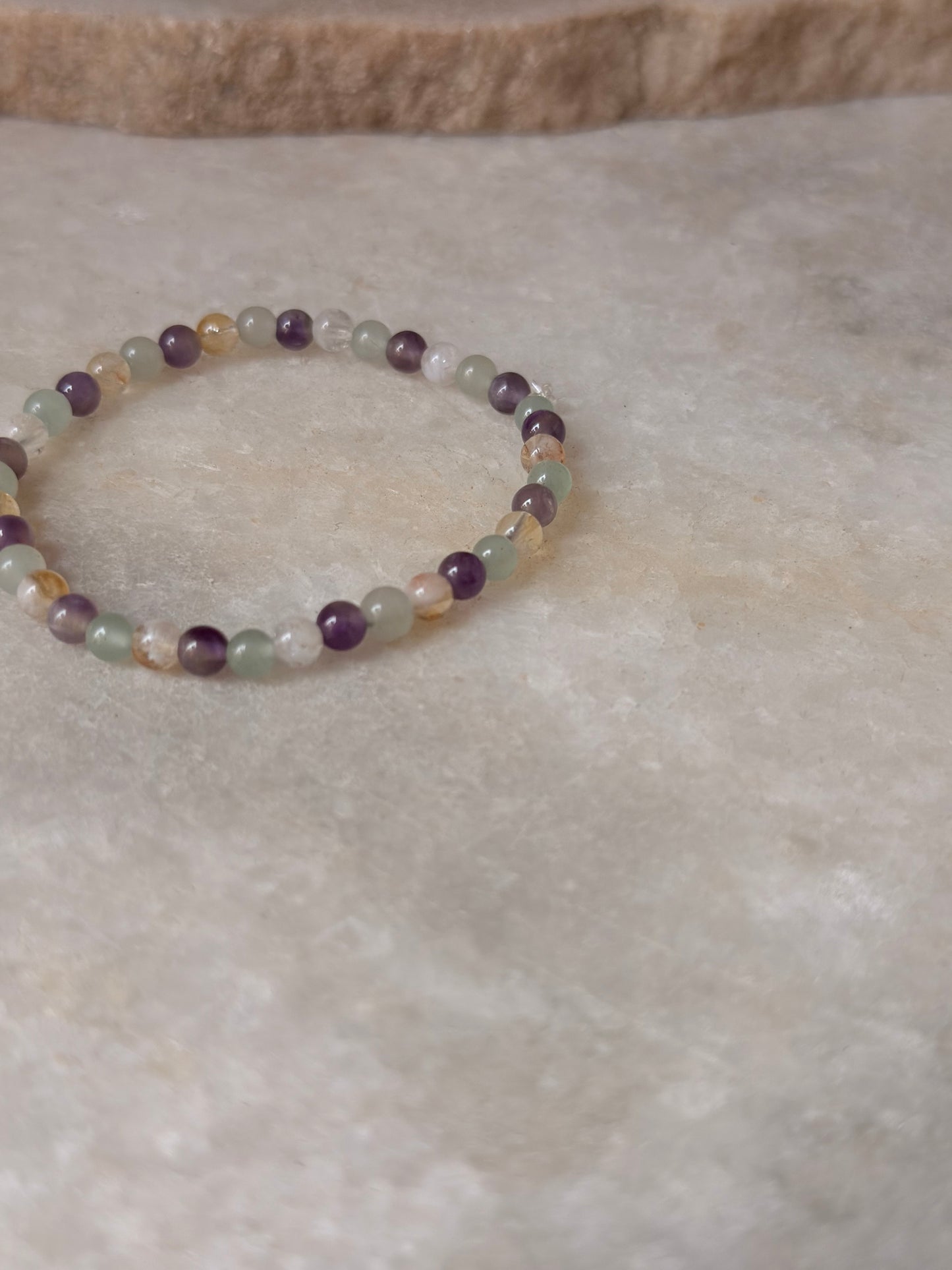 Natural Crystal Citrine, Green Aventurine & Amethyst 4mm Bracelet