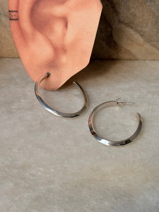 925 Sterling Silver Chunky Italian U Statement Half Hoops