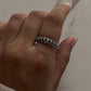 Sleek silver ring with a unique Balinese design and fixed size.