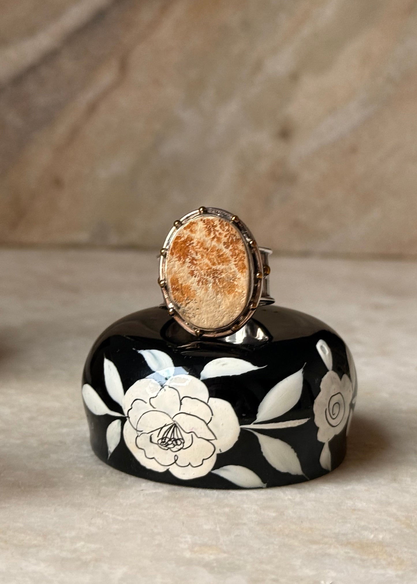 925 Sterling Silver Picture Jasper Boho Statement Ring