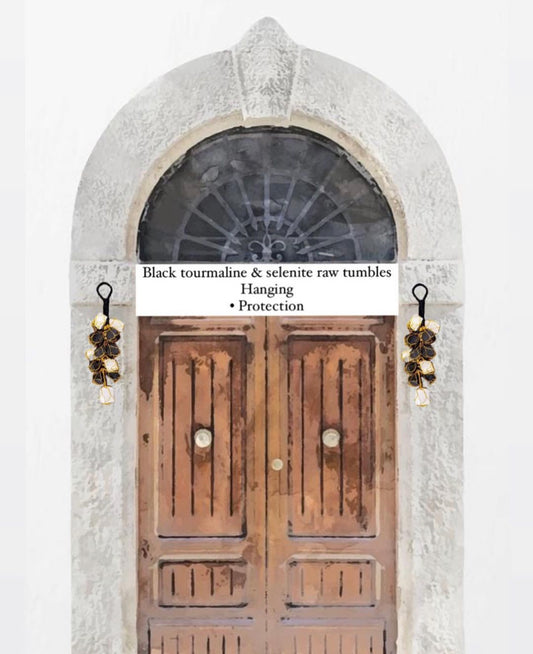Natural Black Tourmaline & Selenite Protection Hanger