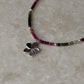 Multi Tourmaline Box Faceted With Plumeria Charm & Silver Balls 925 Sterling Silver Necklace
