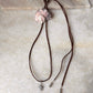 925 Sterling Silver Hemp Charm & Tribal Chunky Charm Tassel Leather Dark Brown Leather Cord Necklace