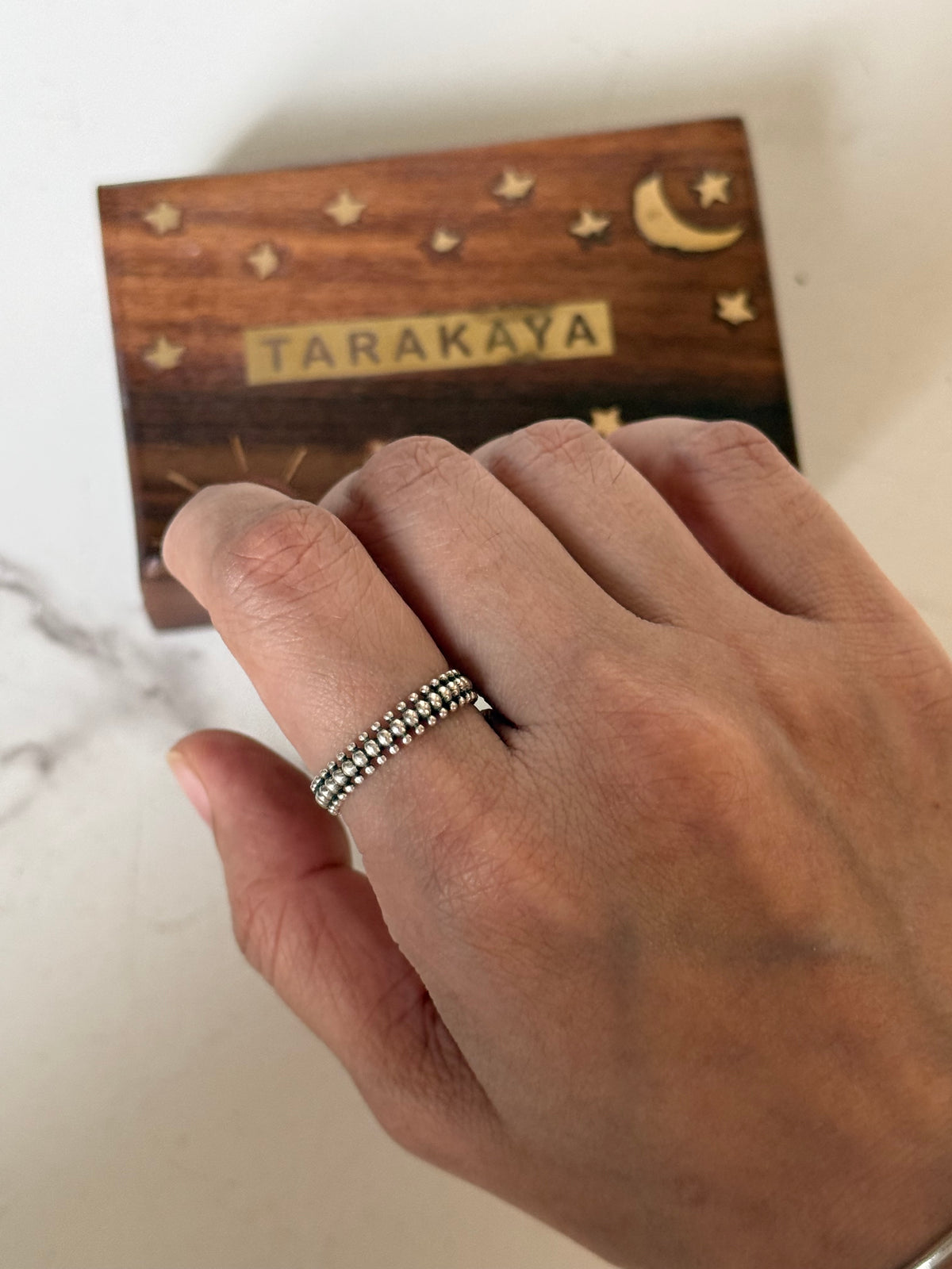 925 Sterling Silver Tribal Triple Rawa Stack Band Ring