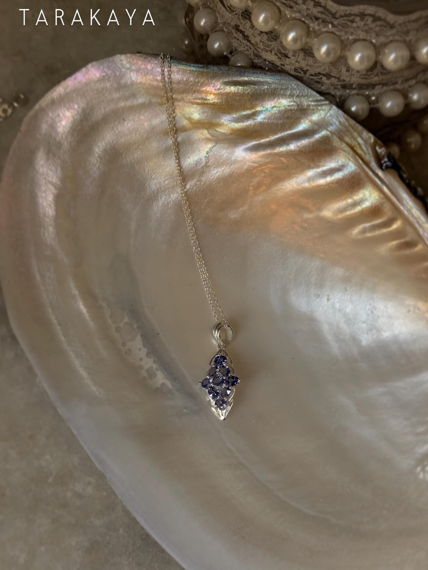 925 Sterling Silver Tanzanite leaf Flower Statement Pendant