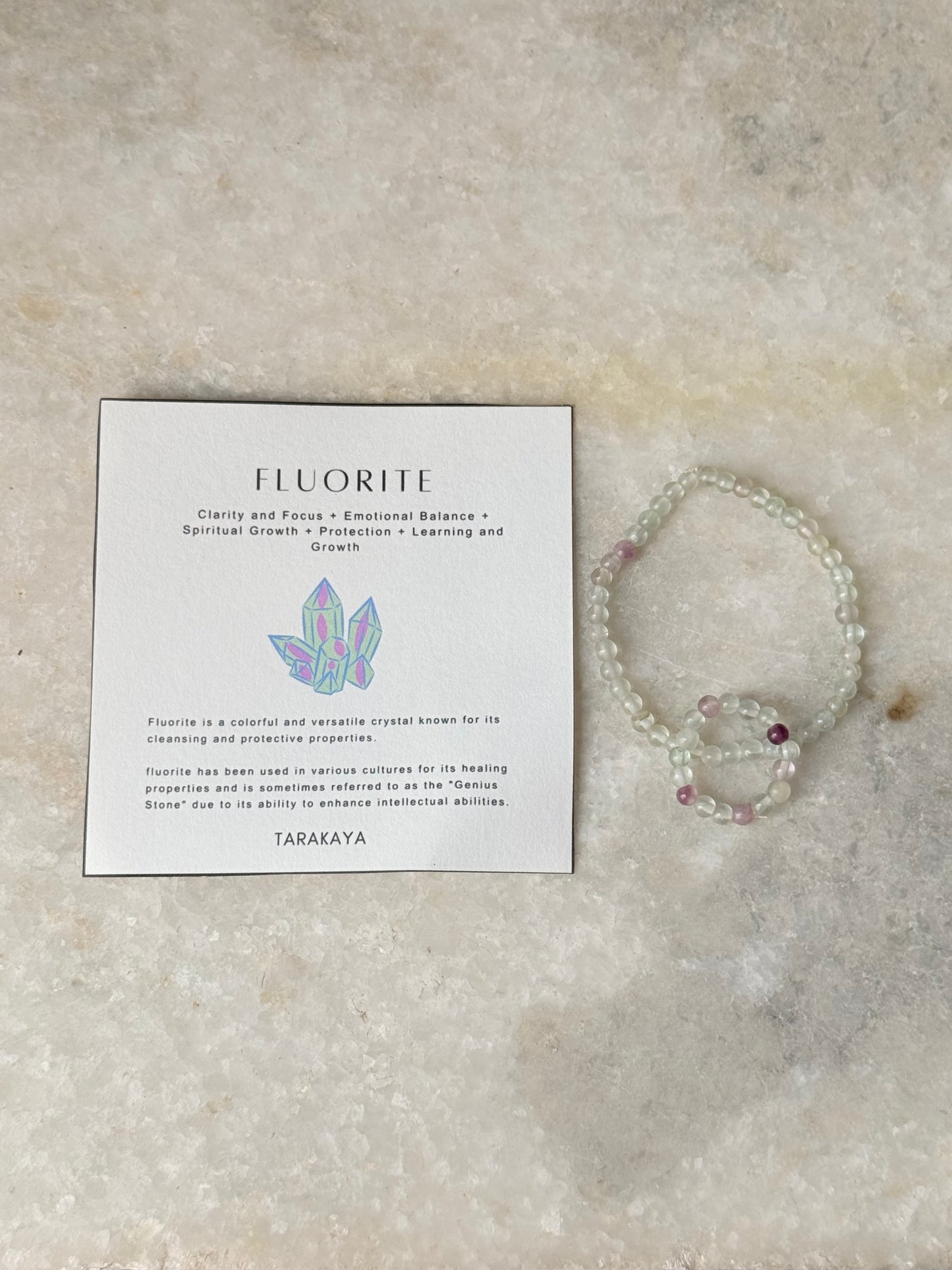 Natural Crystal Fluorite 4mm Stretchy Rings & Bracelet