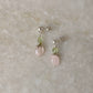 925 Sterling Silver Rose Quartz Tumble Flower & Peridot Studs Earrings