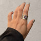 925 Sterling Silver Amethyst Textured Rustic Statement Handcrafted Ring