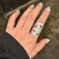 925 Sterling Silver Pink Tourmaline Raw Uncut Textured Rustic Handcrafted Ring
