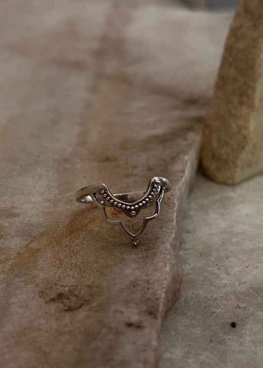 Boho 925 Sterling Silver Crown Stackable Ring