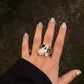 925 Sterling Silver Fresh Water Pearls & Smokey Quartz Cluster Statement Ring