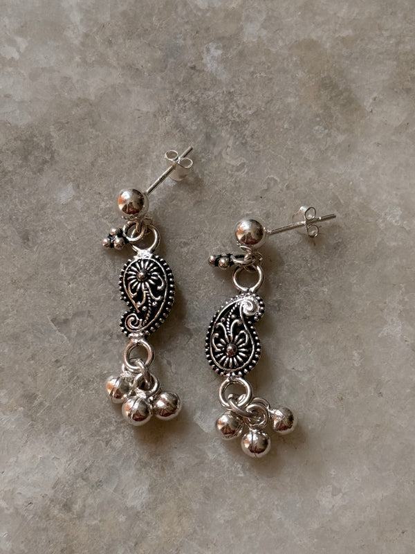 925 Sterling Silver Handcrafted Tribal Rawa Paisley Mix & Match Mandali Earrings