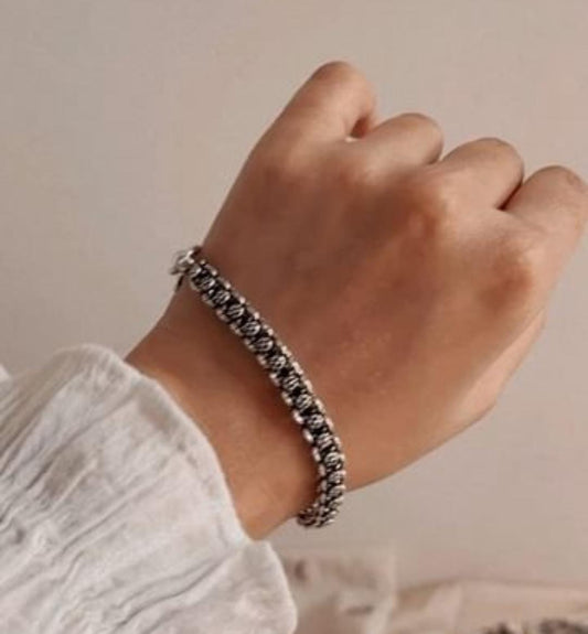 Pure 925 Sterling Silver Antique Single Line Bracelet