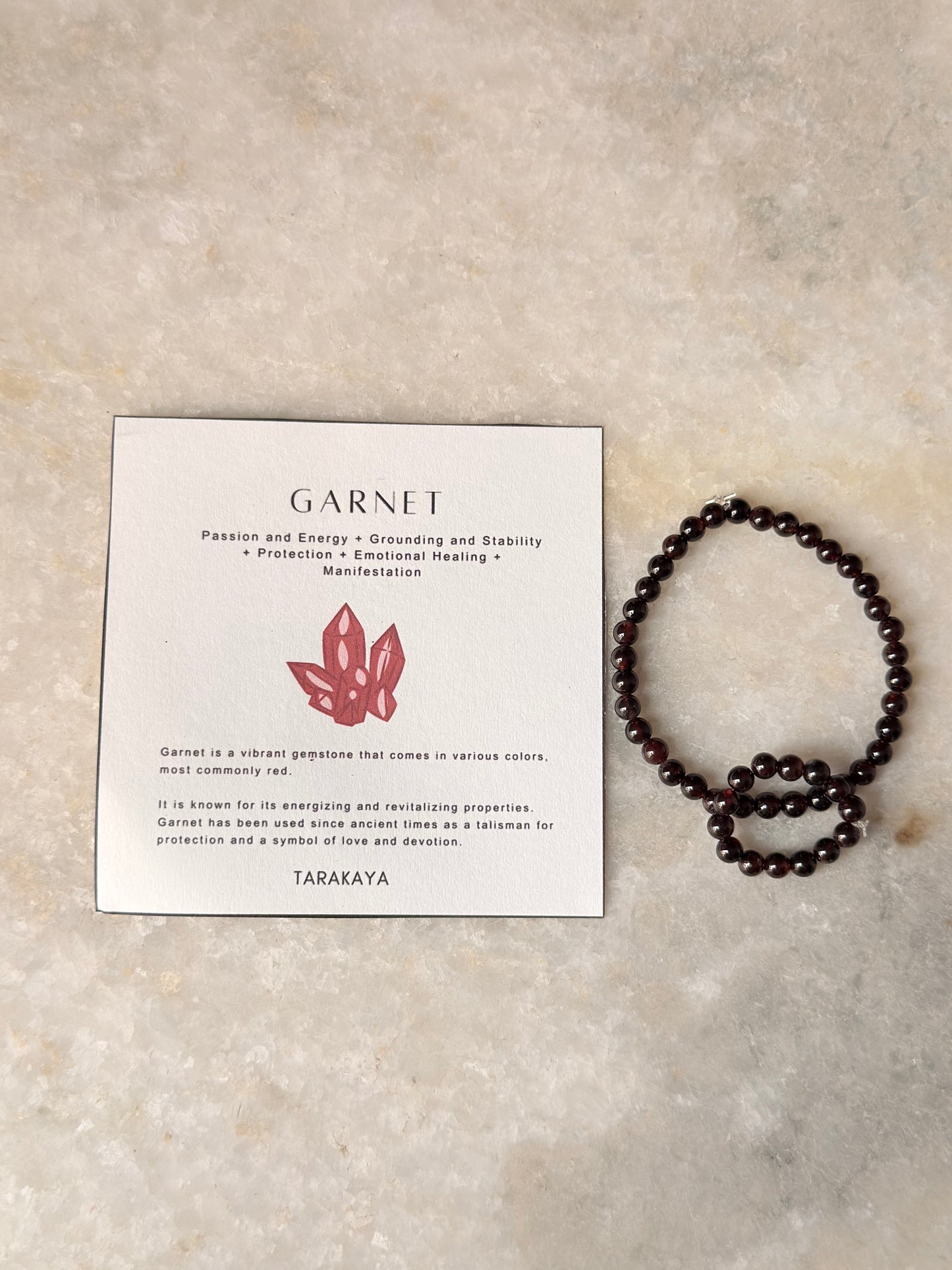 Natural Crystal Garnet 4mm Stretchy Rings & Bracelet
