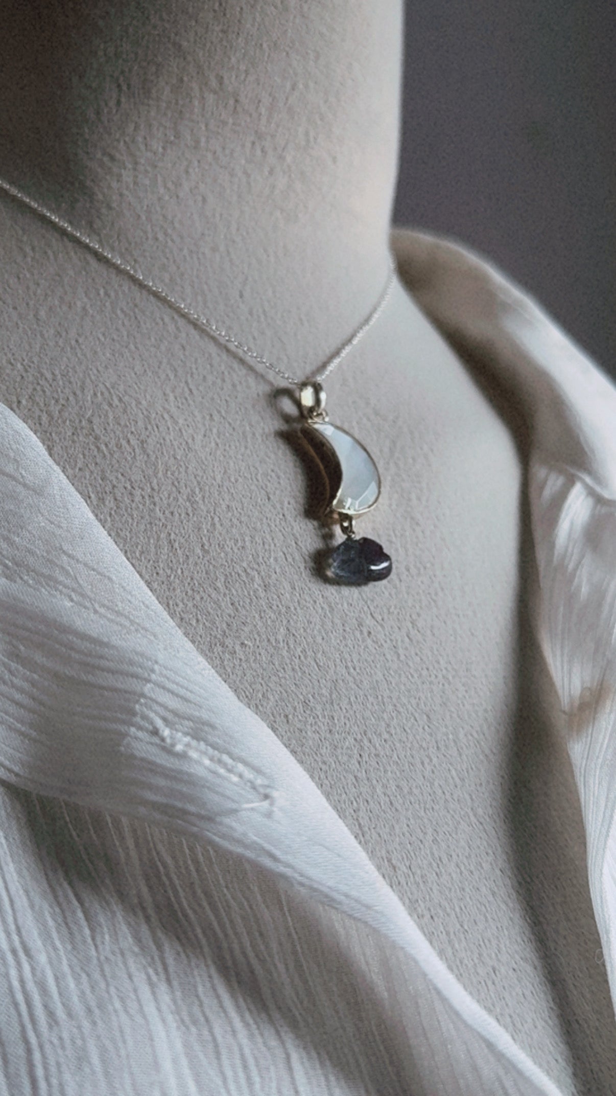 Moonstone Moon Fluorite Cloud 925 Sterling Silver Pendant