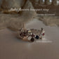Ruby lab-grown flowers bouquet adjustable statement 925 silver ring  