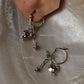 925 Sterling Silver Larimar, Turquoise, Dalmatian Jasper With Paper Clip Chain Earrings