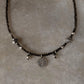 925 Sterling Silver Smokey Quartz 2mm & Hill Tribe Coin Charm & Silver Beads Handcrafted Necklace