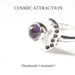 Amethyst Crescent Moon Adjustable Silver Ring