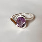 Amethyst Gemstone in Oval Cut with Cross Band Silver Ring