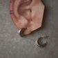 925 Sterling Silver Chunky Italian Textured Half Moon Hoops Earrings