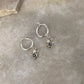 925 Sterling Silver Fresh Water Pearl, Aquamarine & Floral Hoops