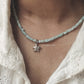 Natural Larimar Crystal 4-5MM Star Fish 925 Sterling Silver Necklace