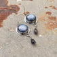 925 Sterling Silver Round Kyanite & Iolite Drop Gothic Rustic Handcrafted Hook Earrings