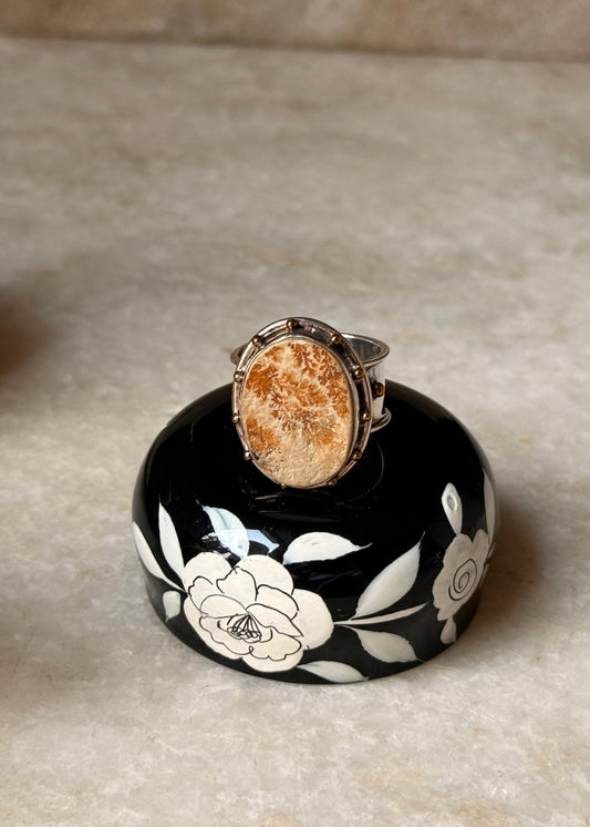 925 Sterling Silver Picture Jasper Boho Statement Ring