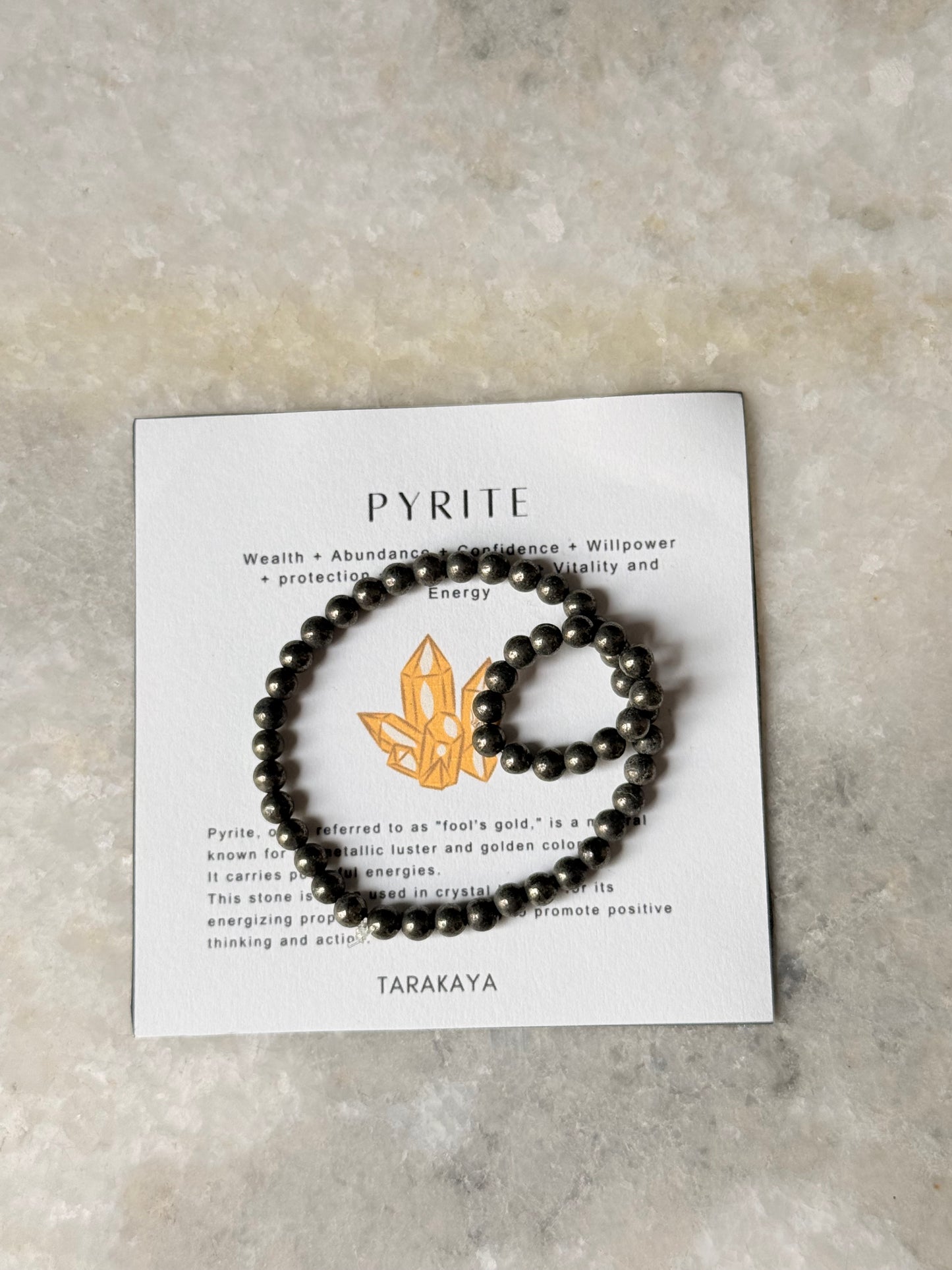 Natural Crystal Pyrite 4mm Stretchy Rings & Bracelet