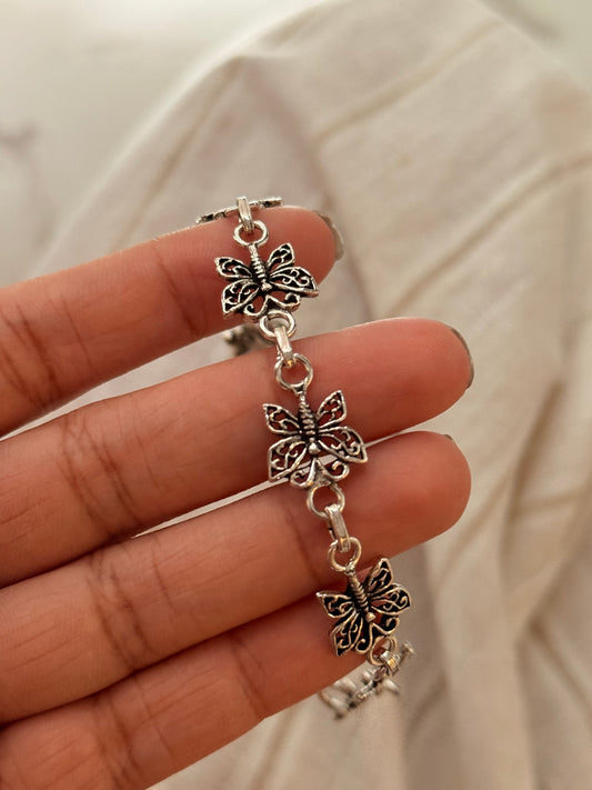 925 Sterling Silver Butterfly filligree Bracelet