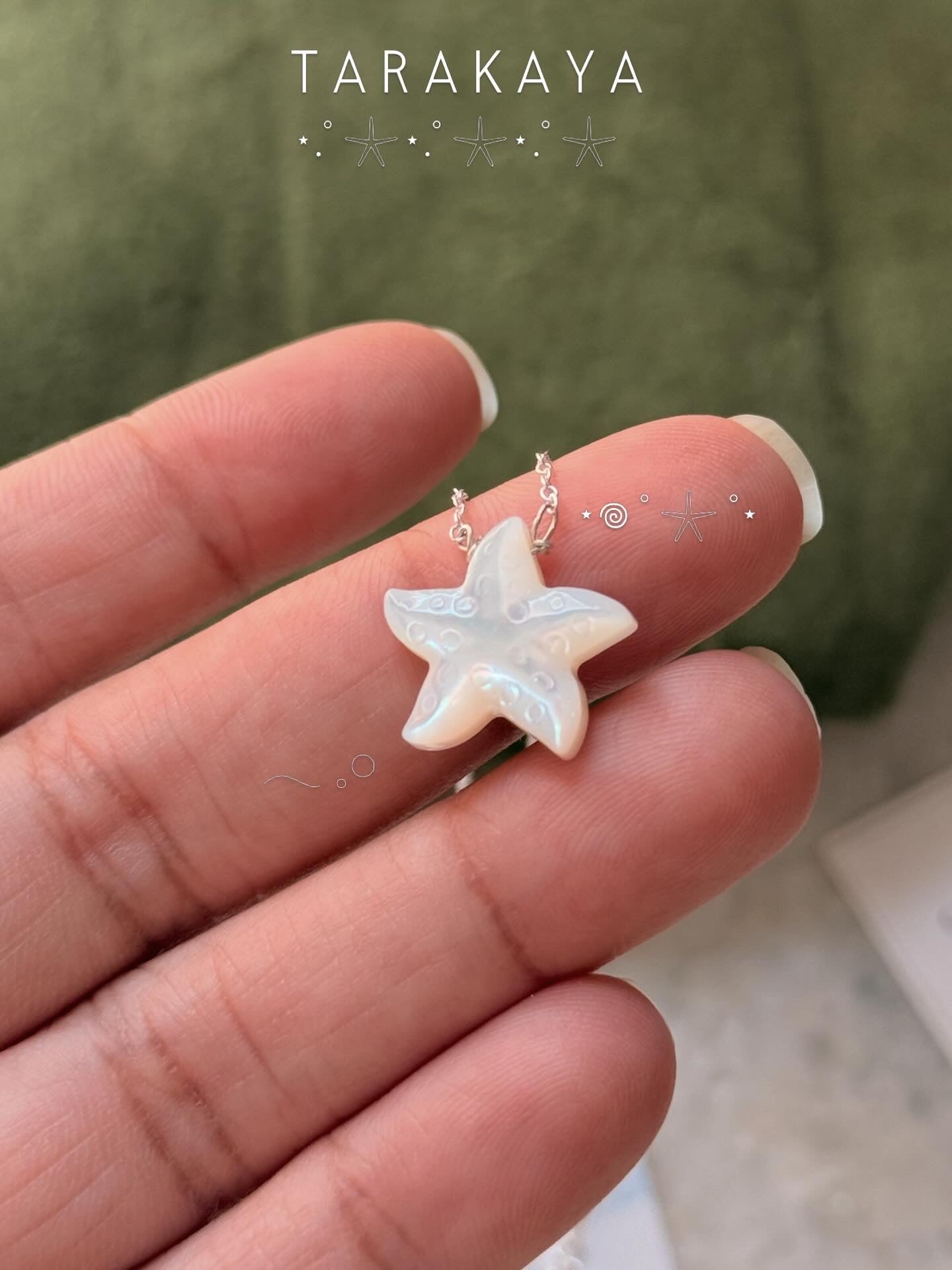 925 Sterling Silver Mother of Pearl Starfish Handcrafted Necklace