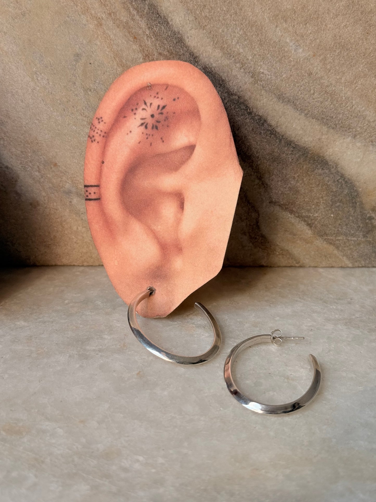 925 Sterling Silver Chunky Italian U Statement Half Hoops