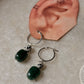 925 Sterling Silver Green Aventurine & Dalmation Jasper Hoops Earrings