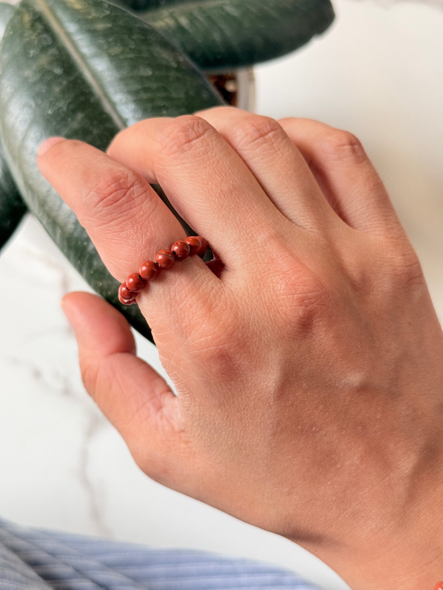 Natural Crystal Red Jasper 4mm Stretchy Rings