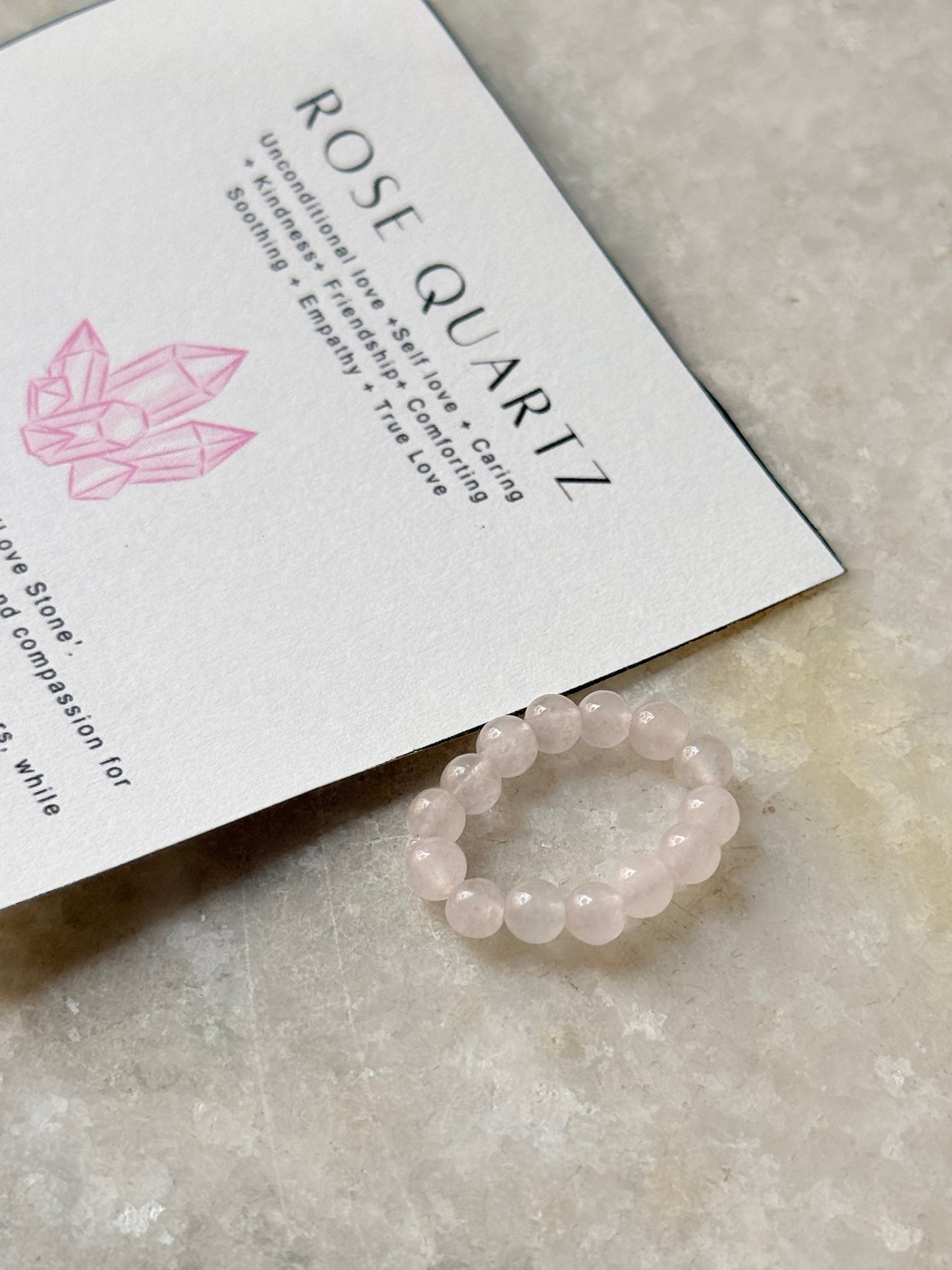 Rose Quartz 4mm Natural Crystal Stretchy Rings