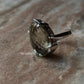 Big Pear Green Amethyst Ring in 925 Silver for Women