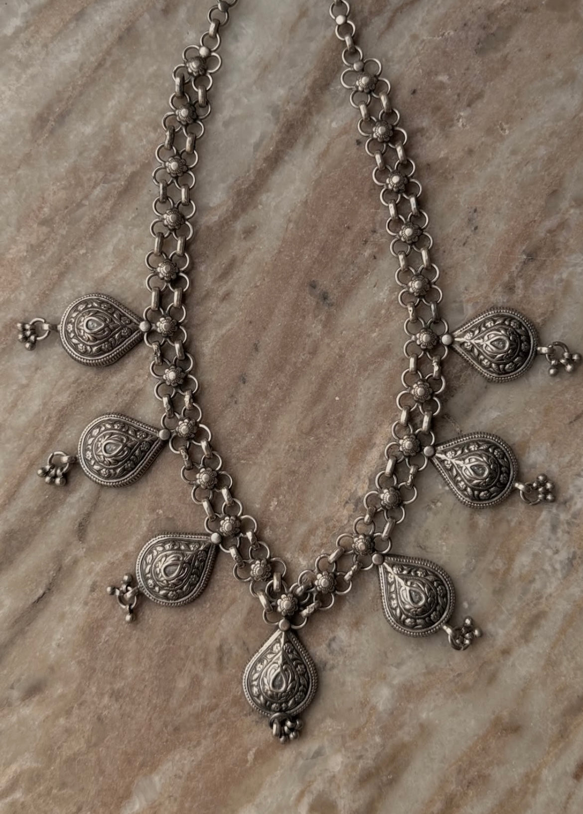 Banjara Antique Handcrafted Choker Paan Ghungroo  925 Sterling Silver Necklace