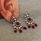 925 Sterling Silver Moissanite Polki,Dyed Ruby ,Cz & Fresh Water Pearls Gold Plated Statement Earrings