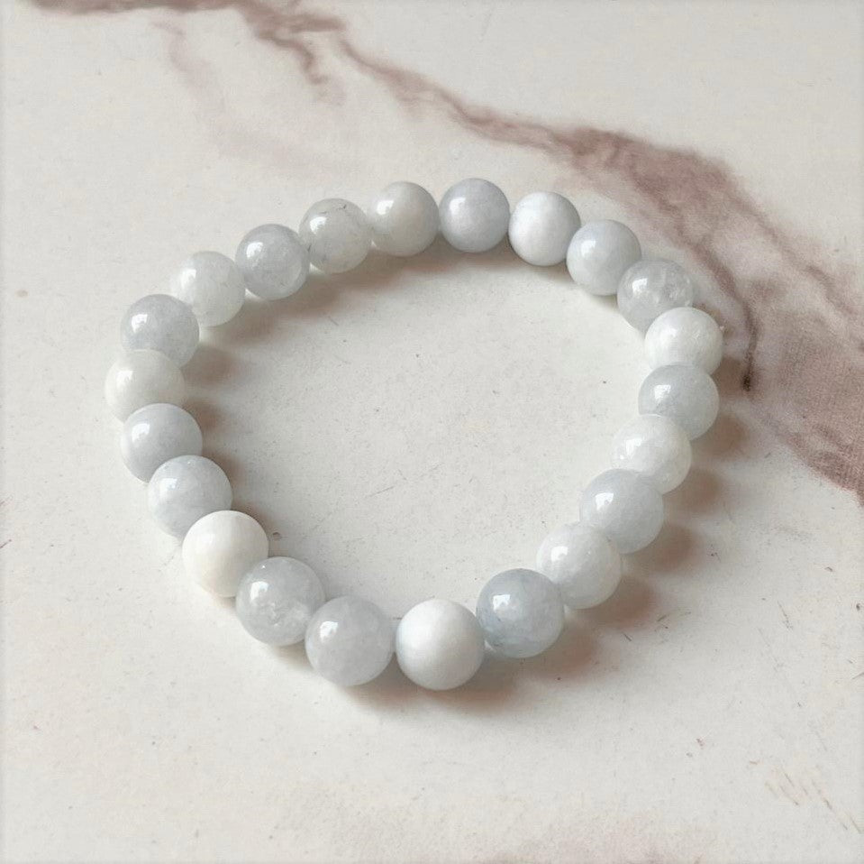 8MM Aquamarine Beaded Bracelet Natural Crystal