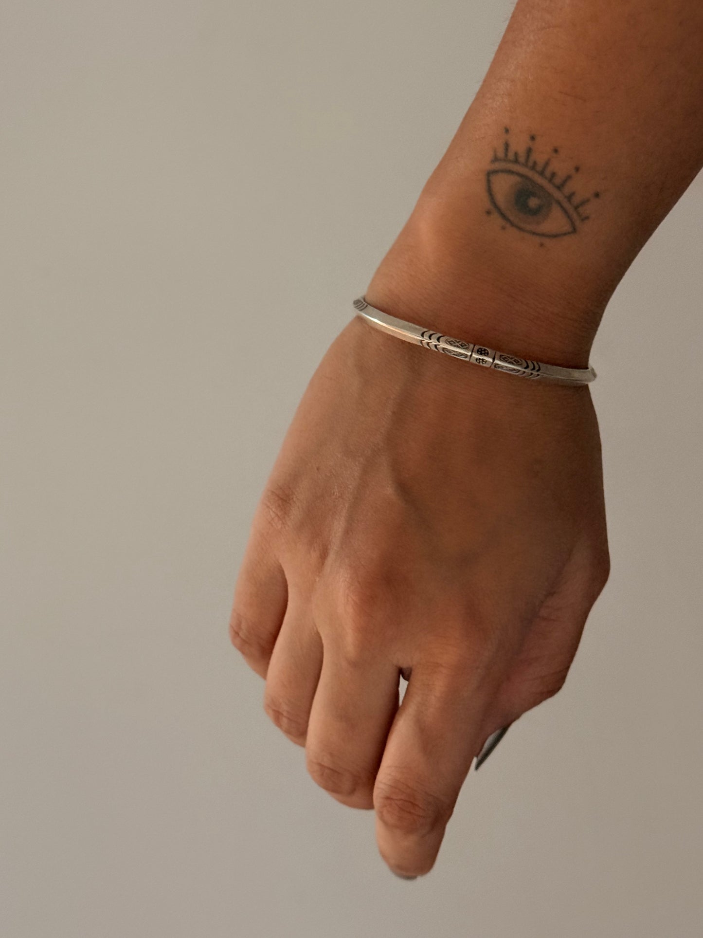 925 Sterling Silver Antique Hill Tribe Karen Drift Soul Handcrafted Adjustable Kada