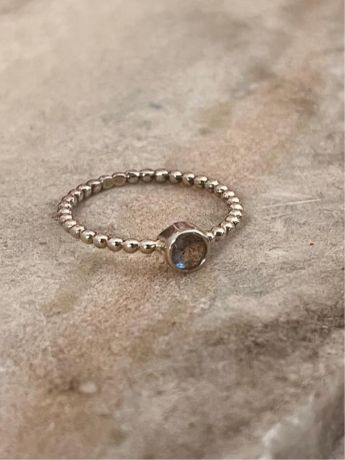 Full Dot Band Labradorite 925 Sterling Silver Ring