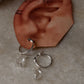 925 Sterling Silver Clear Quartz Moon Carved Charm Italian Hoops