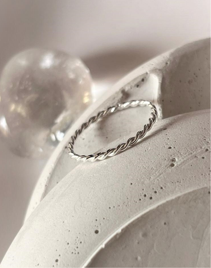 Loose Rope Minimal Stack Band 925 Sterling Silver Ring