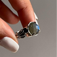 Labradorite Vintage Checkerboard Silver Ring with Elegant Design