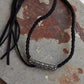 925 Sterling Silver Black Leather Cord Knot Mandali Choker Necklace