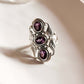 Amethyst 3 Stone Statement Silver Ring