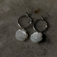 925 Sterling Silver Mother of Pearl Rose Carved Charm Italian Hoops