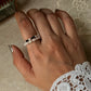 Natural Crystal Stretchy Fresh Water Pearl & Black Spinel Pearl Rings